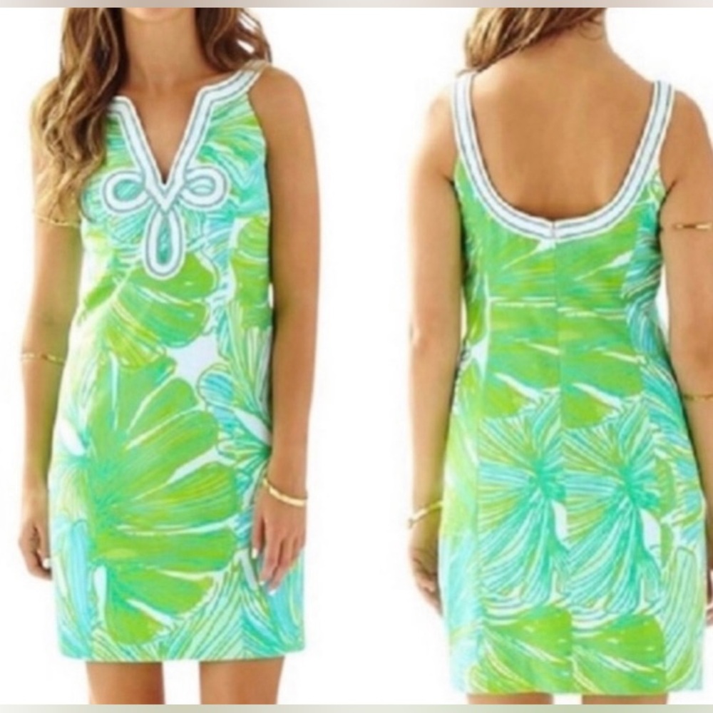 Vintage Lilly Pulitzer Tessa Shift Dress in Green Sheen Fronds Place. Size 6 - Picture 4 of 8